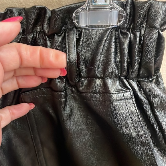 Ramisu FAUX LEATHER shorts paper bag gathered elasticized waist big pockets XL - Picture 4 of 13